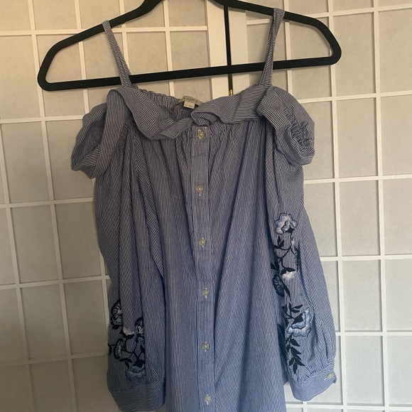 Loft Cold Shoulder Stripe Blouse - Picture 2 of 4